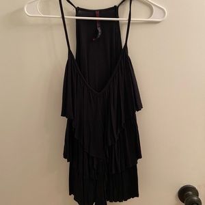 Black tank top with front detail.